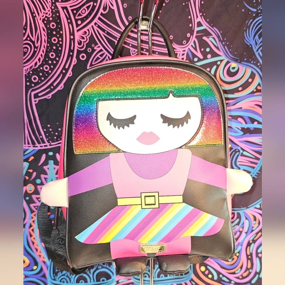 Luv Betsey Johnson Backpack in the Kitsch Rainbow Neon Girl